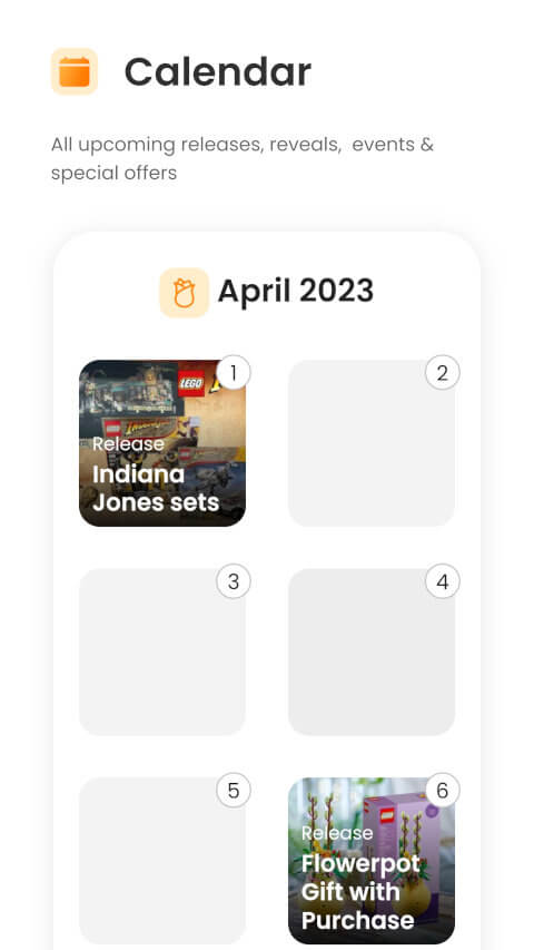 Falconbricks app calendar screenshot