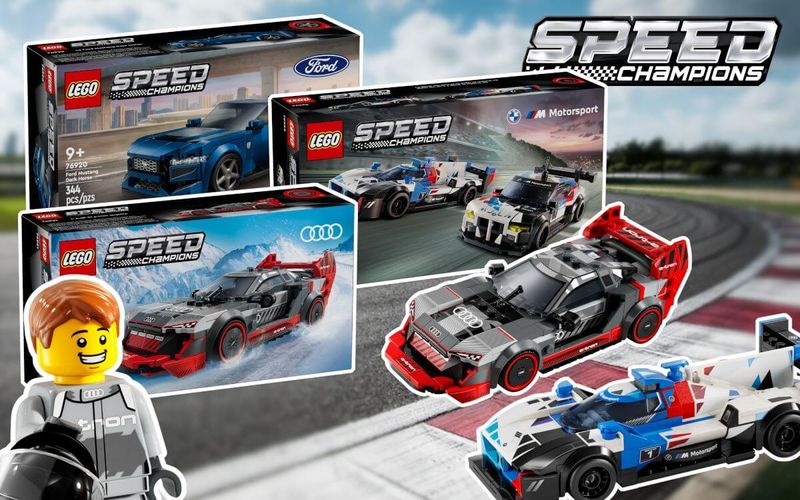 LEGO Speed Champions 2024 sets: 76920 Ford Mustang Dark Horse, 76921 Audi S1 e-tron quattro & 76922 BMW M4 GT3 & BMW M Hybrid V8