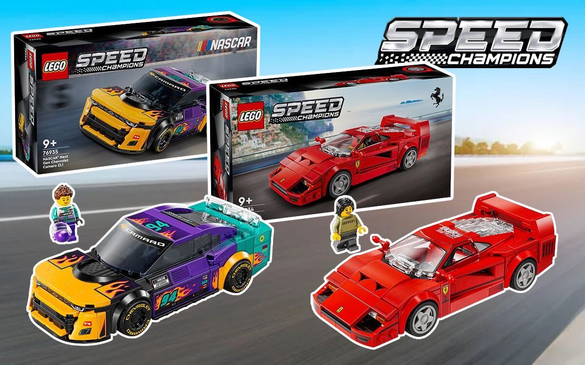 LEGO Speed Champions 76935 NASCAR Chevrolet Camaro ZL1 & 76934 Ferrari F40 revealed