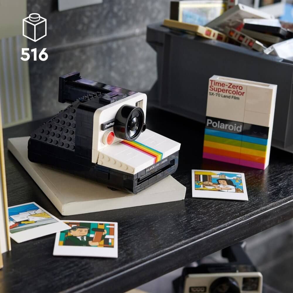 LEGO Ideas 21345 Polaroid Camera on a shelf