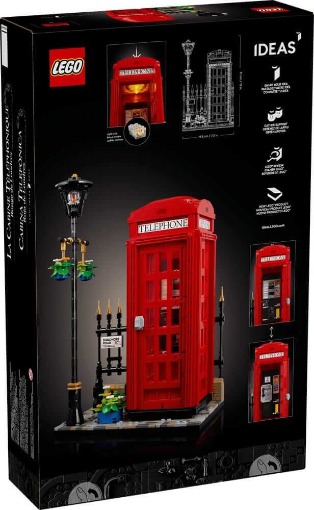 LEGO Ideas 21347 Red London Telephone Box box back