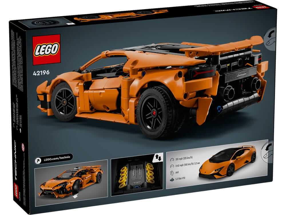 LEGO Technic 42196 Lamborghini Huracán Tecnica Orange box back