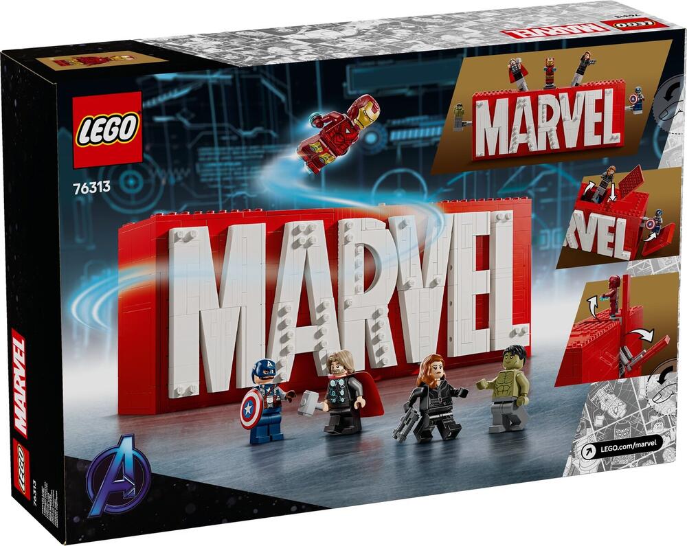 LEGO Marvel 76313 Buildable Marvel Logo box back