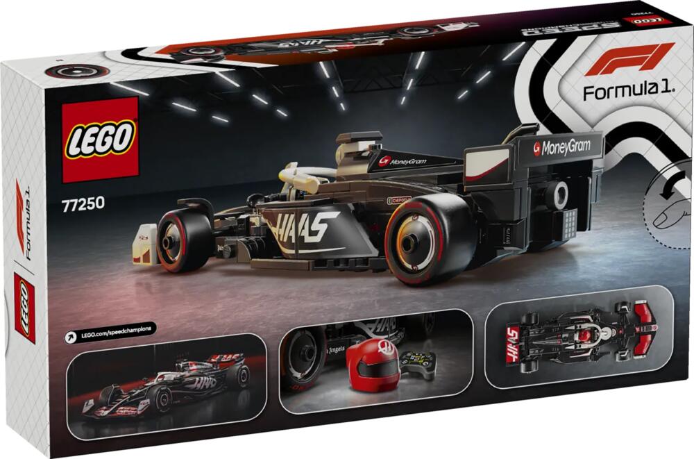 LEGO Speed Champions 77250 MoneyGram Haas F1 Team VF-24 box back