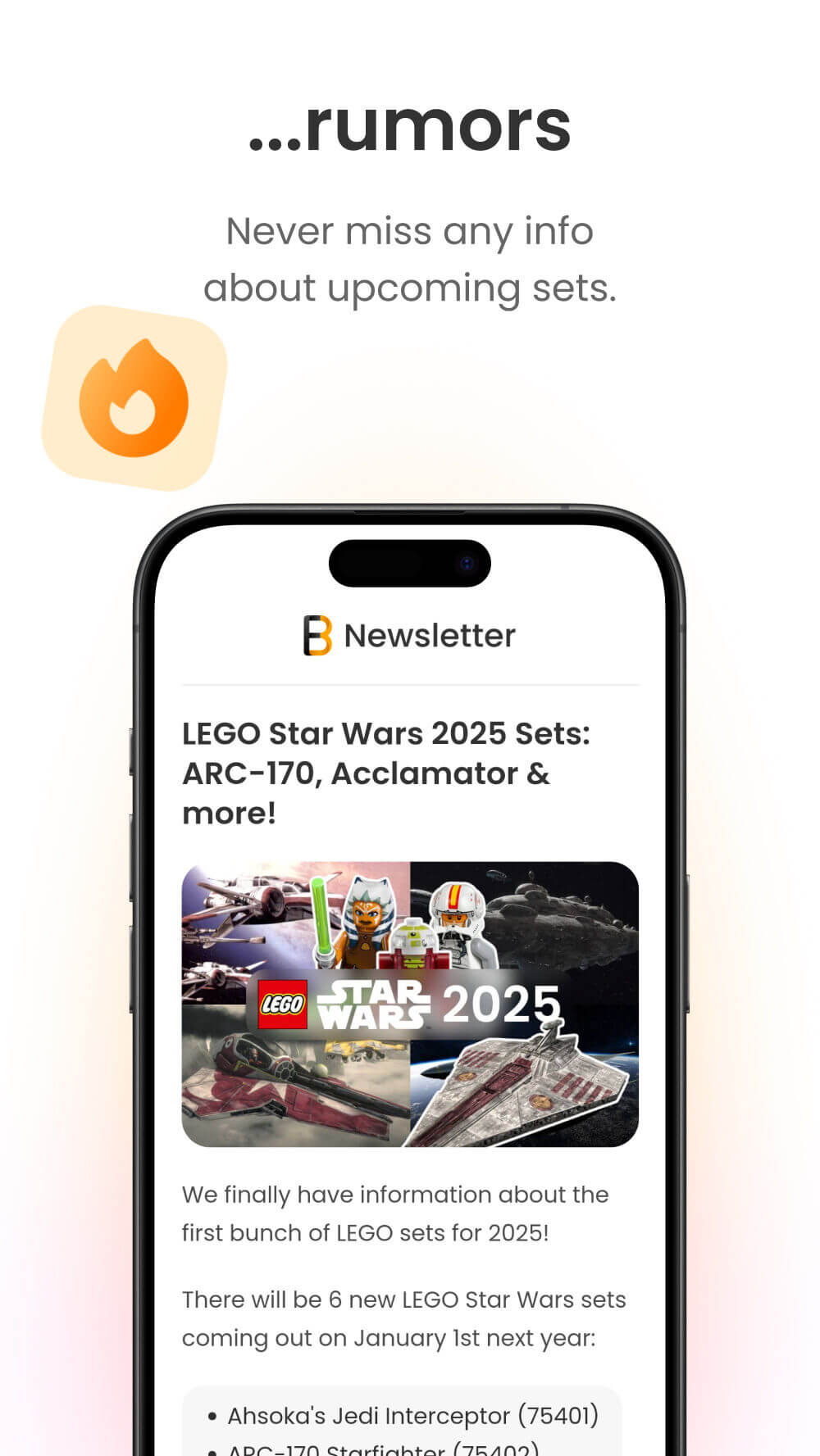 Falconbricks Newsletter screenshot: LEGO Rumors